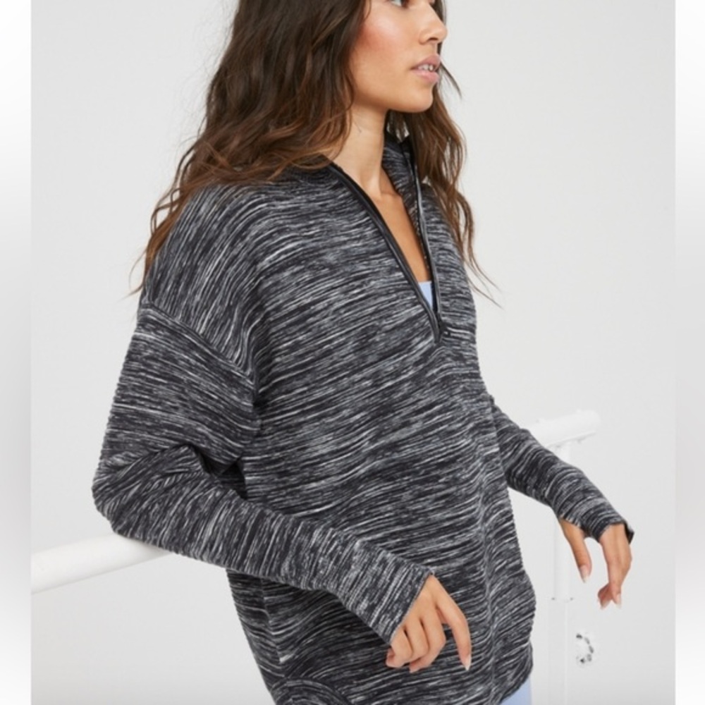 OFFLINE By Aerie Home Stretch Quarter Zip Sweater Black Size Oversized XS